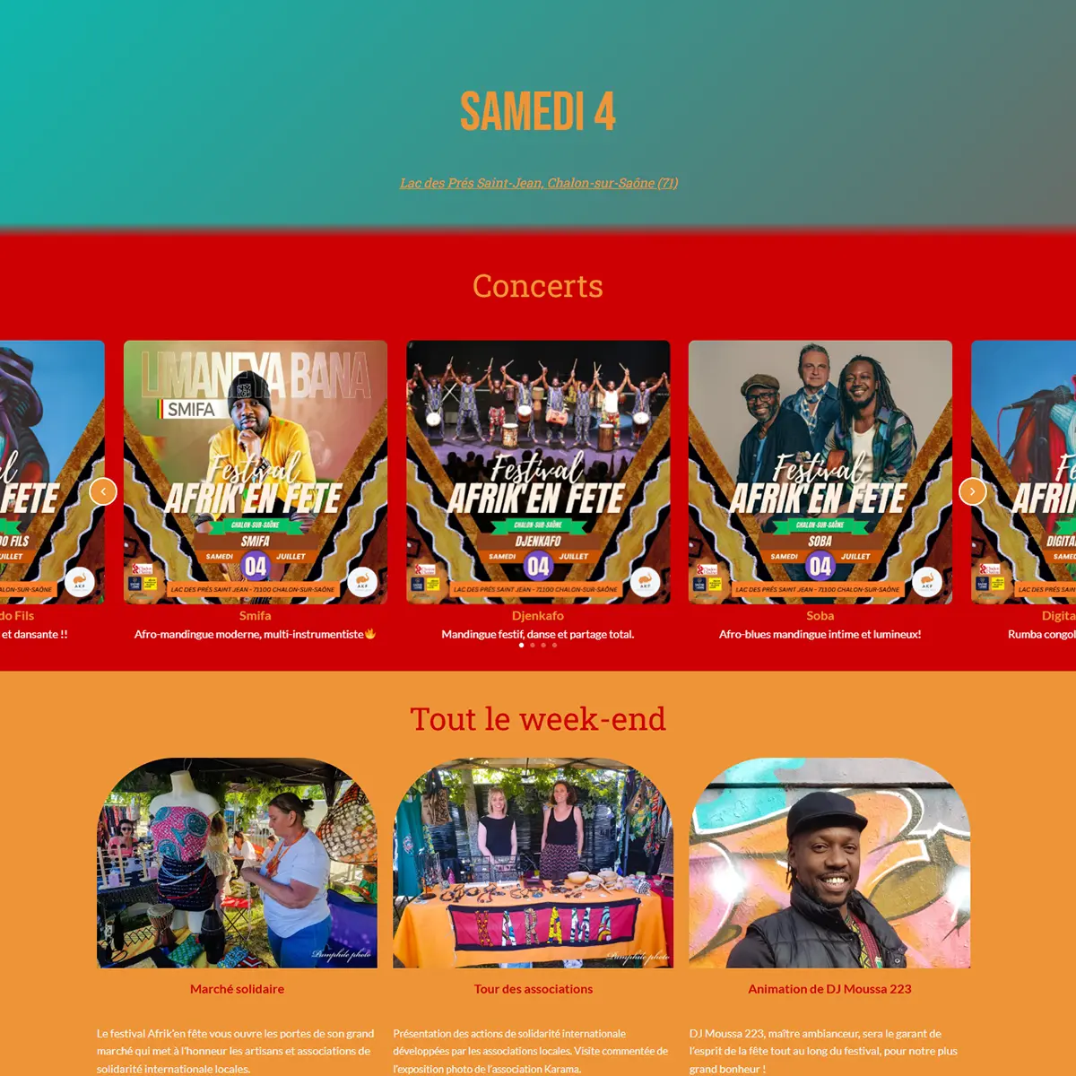 Site Afrik'En Fête — programme du samedi 4