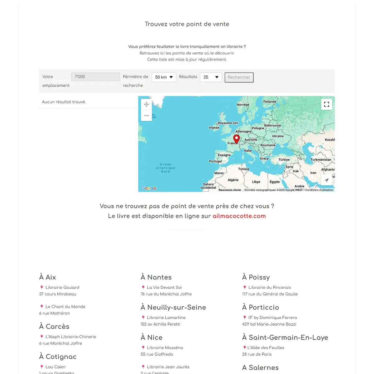 Site Ail Ma Cocotte — points de vente