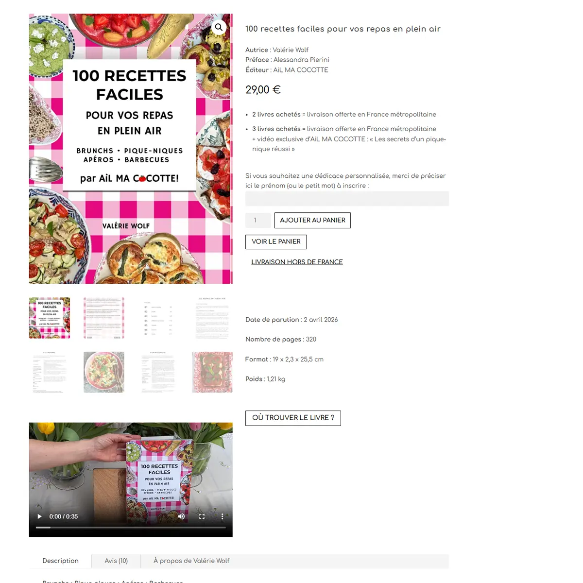 Site Ail Ma Cocotte — page produit, 100 recettes faciles